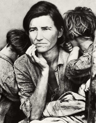 Migrant Mother Black Ornate Wood Framed Art Print with Double Matting by Lange, Dorothea