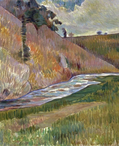 Breton Landscape White Modern Wood Framed Art Print with Double Matting by Laval, Charles