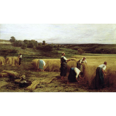 Harvest Time White Modern Wood Framed Art Print by Lhermitte, Leon Augustin