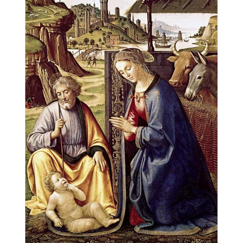 The Birth of Christ White Modern Wood Framed Art Print by Mainardi, Sebastiano