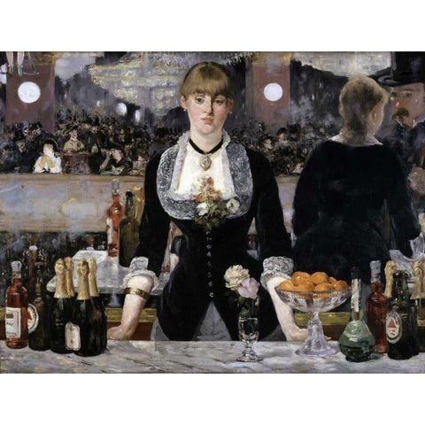 Bar at the Folies-Bergeres Gold Ornate Wood Framed Art Print with Double Matting by Manet, Edouard