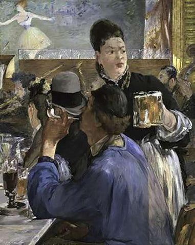 Corner of a Cafe Concert White Modern Wood Framed Art Print with Double Matting by Manet, Edouard