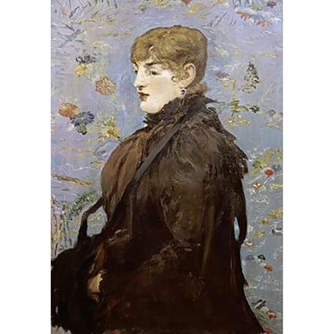 Merry Laurent Black Modern Wood Framed Art Print by Manet, Edouard