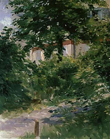 Path in the Rueil Garden White Modern Wood Framed Art Print with Double Matting by Manet, Edouard