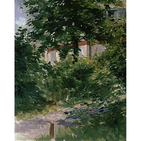 Path in the Rueil Garden Black Modern Wood Framed Art Print with Double Matting by Manet, Edouard