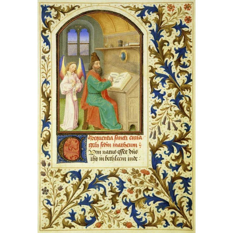 St. Matthew : Book of Hours - Detail White Modern Wood Framed Art Print by Marmion, Simon