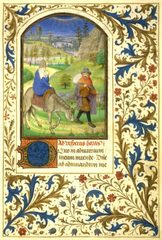 The Flight into Egypt : Book of Hours - Detail White Modern Wood Framed Art Print with Double Matting by Marmion, Simon