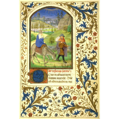 The Flight into Egypt : Book of Hours - Detail Black Modern Wood Framed Art Print with Double Matting by Marmion, Simon
