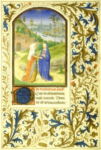 The Visitation : Book of Hours - Detail White Modern Wood Framed Art Print with Double Matting by Marmion, Simon