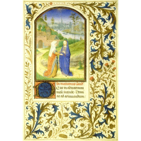 The Visitation : Book of Hours - Detail Gold Ornate Wood Framed Art Print with Double Matting by Marmion, Simon