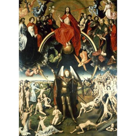 The Last Judgement Black Modern Wood Framed Art Print by Memling, Hans