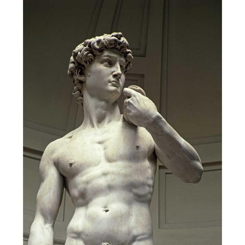 David - Detail II White Modern Wood Framed Art Print by Michelangelo