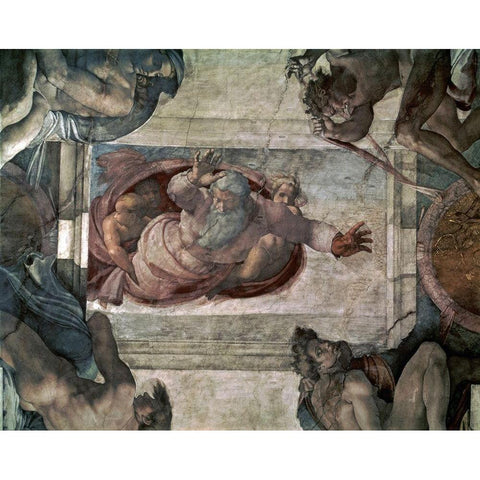 God Separating the Waters White Modern Wood Framed Art Print by Michelangelo