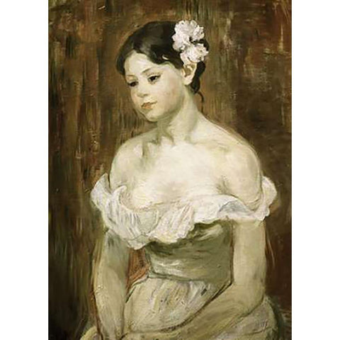 Portrait of a Young Girl Gold Ornate Wood Framed Art Print with Double Matting by Morisot, Berthe