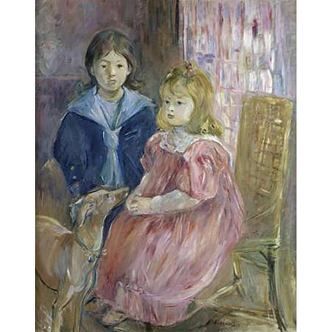 The Gabriel Children Gold Ornate Wood Framed Art Print with Double Matting by Morisot, Berthe