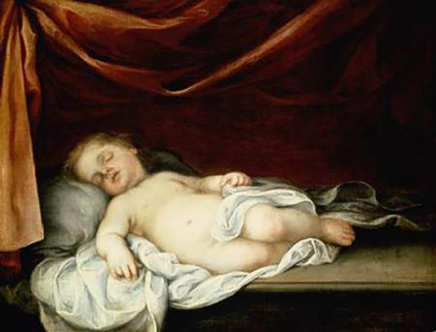 The Museumist Child Asleep Black Ornate Wood Framed Art Print with Double Matting by Murillo, Bartolome Esteban