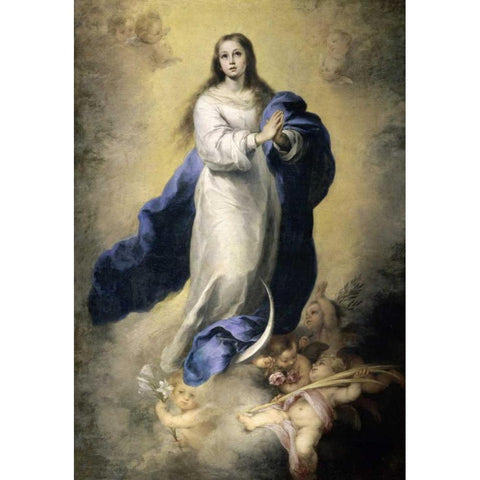 The Immaculate Conception Black Modern Wood Framed Art Print with Double Matting by Murillo, Bartolome Esteban