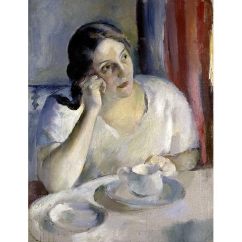 A Cup of Tea La Tasse de Th Black Modern Wood Framed Art Print by Ottman, Henri