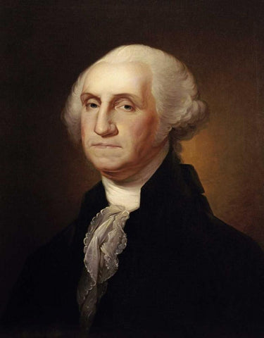 George Washington White Modern Wood Framed Art Print with Double Matting by Peale, Rembrandt