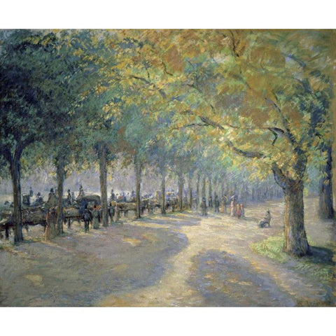Hyde Park, London Black Modern Wood Framed Art Print with Double Matting by Pissarro, Camille