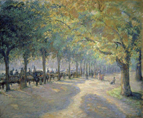 Hyde Park, London White Modern Wood Framed Art Print with Double Matting by Pissarro, Camille