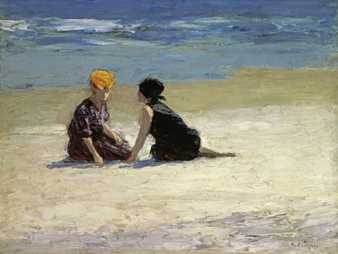 Confidences Black Ornate Wood Framed Art Print with Double Matting by Potthast, Edward Henry