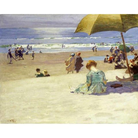 Hourtide White Modern Wood Framed Art Print by Potthast, Edward Henry