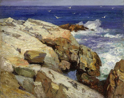 The Maine Coast White Modern Wood Framed Art Print with Double Matting by Potthast, Edward Henry