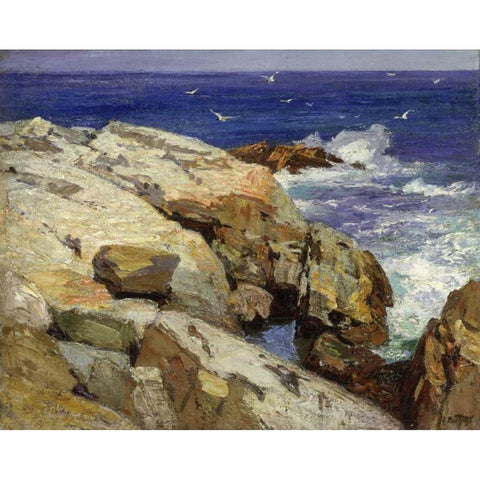 The Maine Coast Gold Ornate Wood Framed Art Print with Double Matting by Potthast, Edward Henry