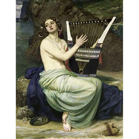 The Siren Black Modern Wood Framed Art Print with Double Matting by Poynter, Edward John