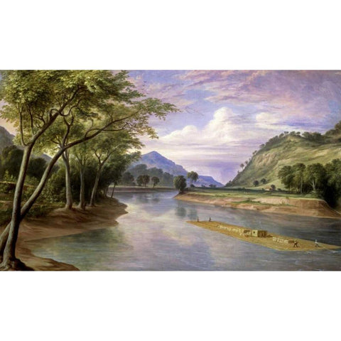 The Ohio River Near Marietta Black Modern Wood Framed Art Print by Pratt, Henry Cheever