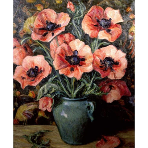 Poppies, ca. 1940 Black Modern Wood Framed Art Print by Rand, Henry