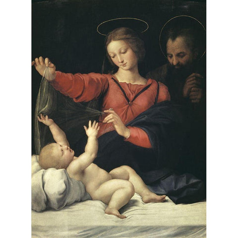 The Virgin of Lorette Black Modern Wood Framed Art Print with Double Matting by Raphael