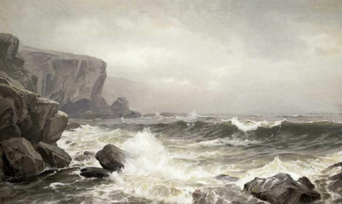 Crashing Surf Black Ornate Wood Framed Art Print with Double Matting by Richards, William Trost
