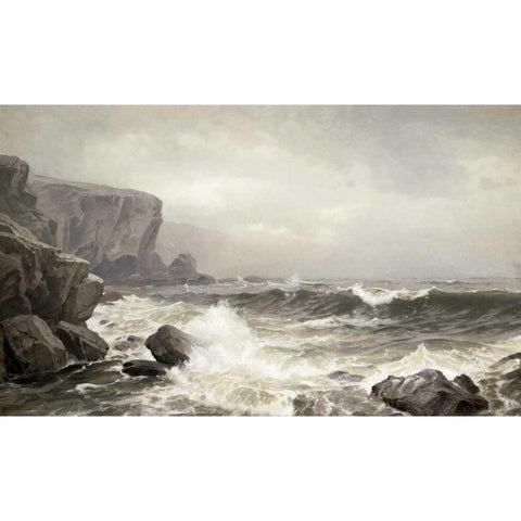 Crashing Surf Gold Ornate Wood Framed Art Print with Double Matting by Richards, William Trost