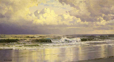 Seascape Black Ornate Wood Framed Art Print with Double Matting by Richards, William Trost