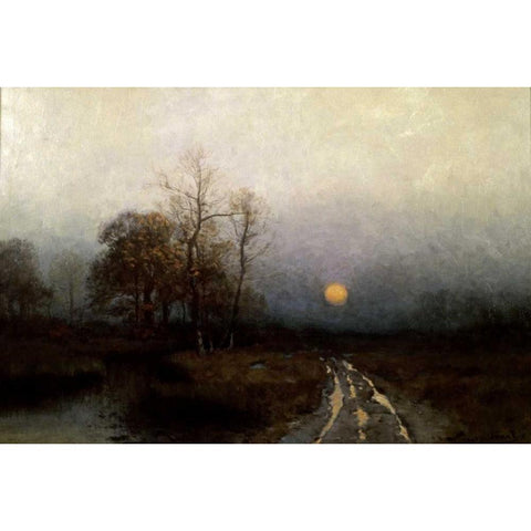 River Sunset Gold Ornate Wood Framed Art Print with Double Matting by Rix, Julian Walbridge