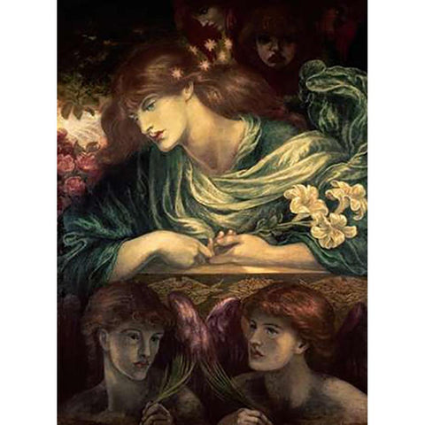 Beatrice Black Modern Wood Framed Art Print with Double Matting by Rossetti, Dante Gabriel