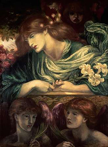 Beatrice Black Ornate Wood Framed Art Print with Double Matting by Rossetti, Dante Gabriel