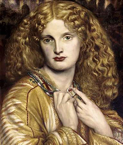 Helen of Troy Black Ornate Wood Framed Art Print with Double Matting by Rossetti, Dante Gabriel