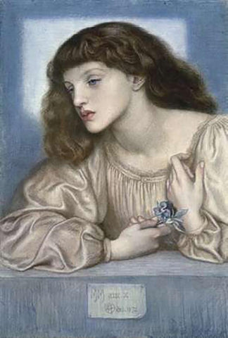 May Morris White Modern Wood Framed Art Print with Double Matting by Rossetti, Dante Gabriel