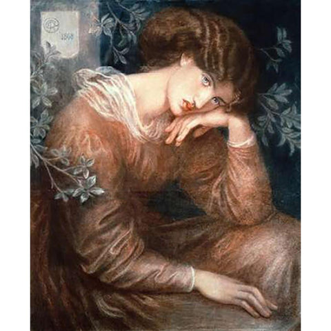 Reverie Gold Ornate Wood Framed Art Print with Double Matting by Rossetti, Dante Gabriel