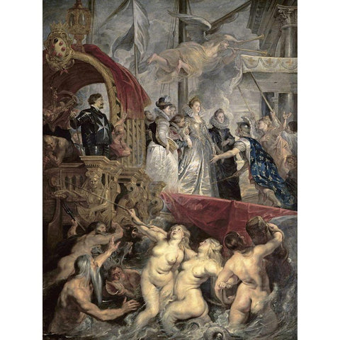 Landing at Marseilles (Life of Marie de Medici, Queen of France) White Modern Wood Framed Art Print by Rubens, Peter Paul