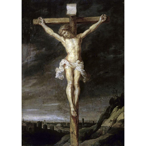 The Crucified White Modern Wood Framed Art Print by Rubens, Peter Paul