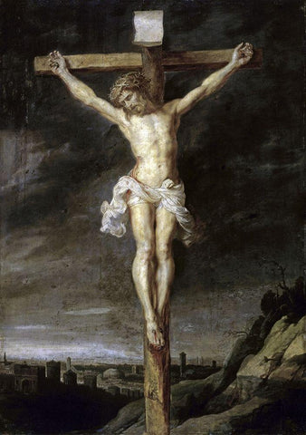 The Crucified White Modern Wood Framed Art Print with Double Matting by Rubens, Peter Paul