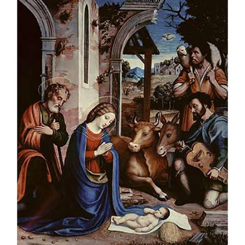 The Holy Family White Modern Wood Framed Art Print by Sacchi, Andrea