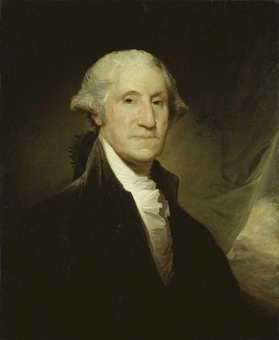 George Washington White Modern Wood Framed Art Print with Double Matting by Stuart, Gilbert