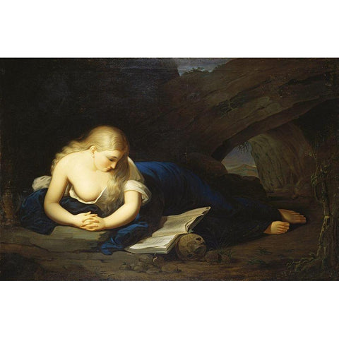 Penitent Magdelen Black Modern Wood Framed Art Print by Sully, Thomas