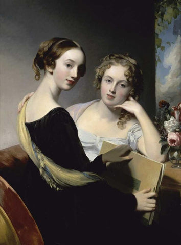 Portrait of the McEven Sisters White Modern Wood Framed Art Print with Double Matting by Sully, Thomas