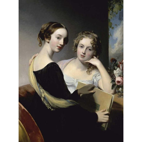 Portrait of the McEven Sisters Gold Ornate Wood Framed Art Print with Double Matting by Sully, Thomas